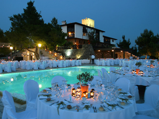 Porto Carras - Villa Galini - Restaurant And Pool Area